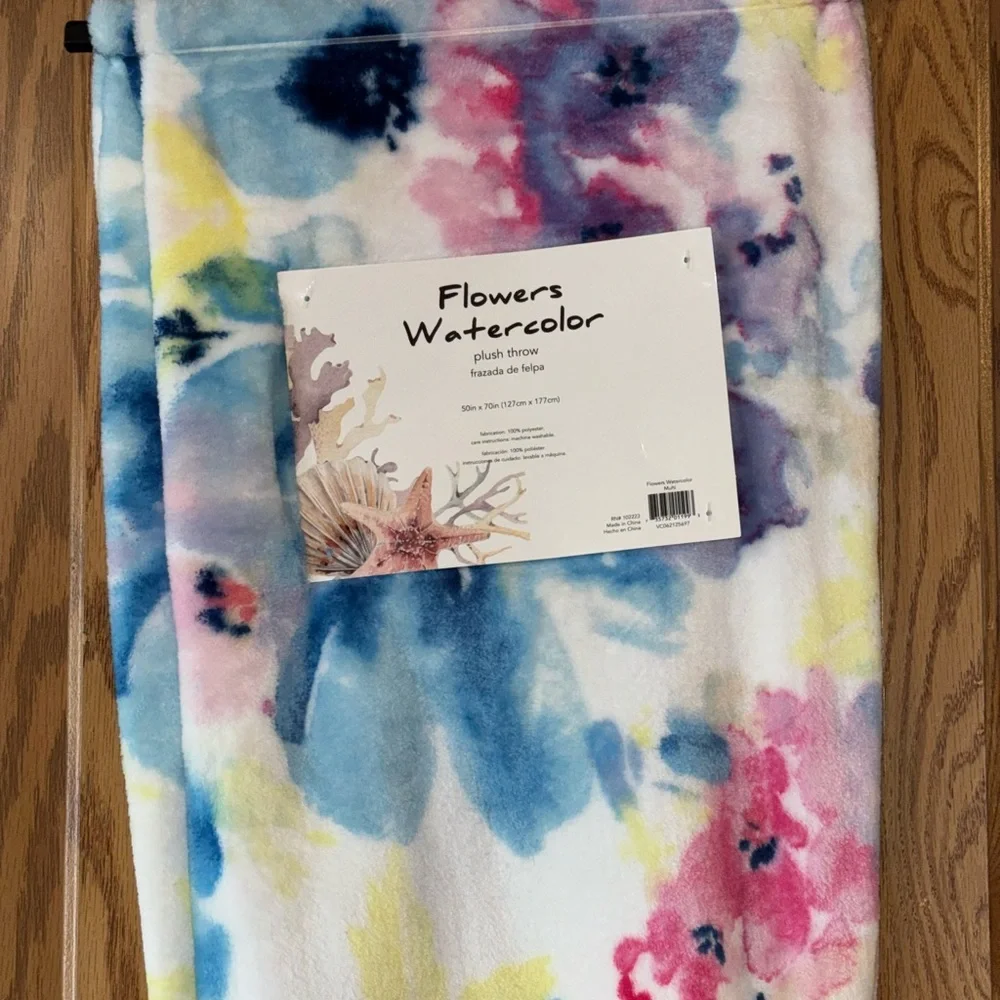 Floral Watercolor Blanket - Multicolor Flowers Watercolor Plush Throw 50 x 70